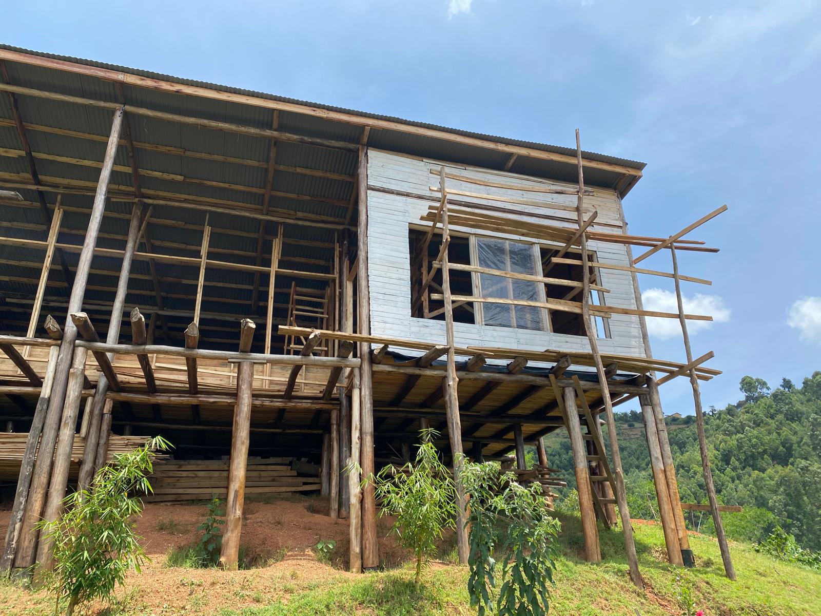 The lodge in wooden scaffolding