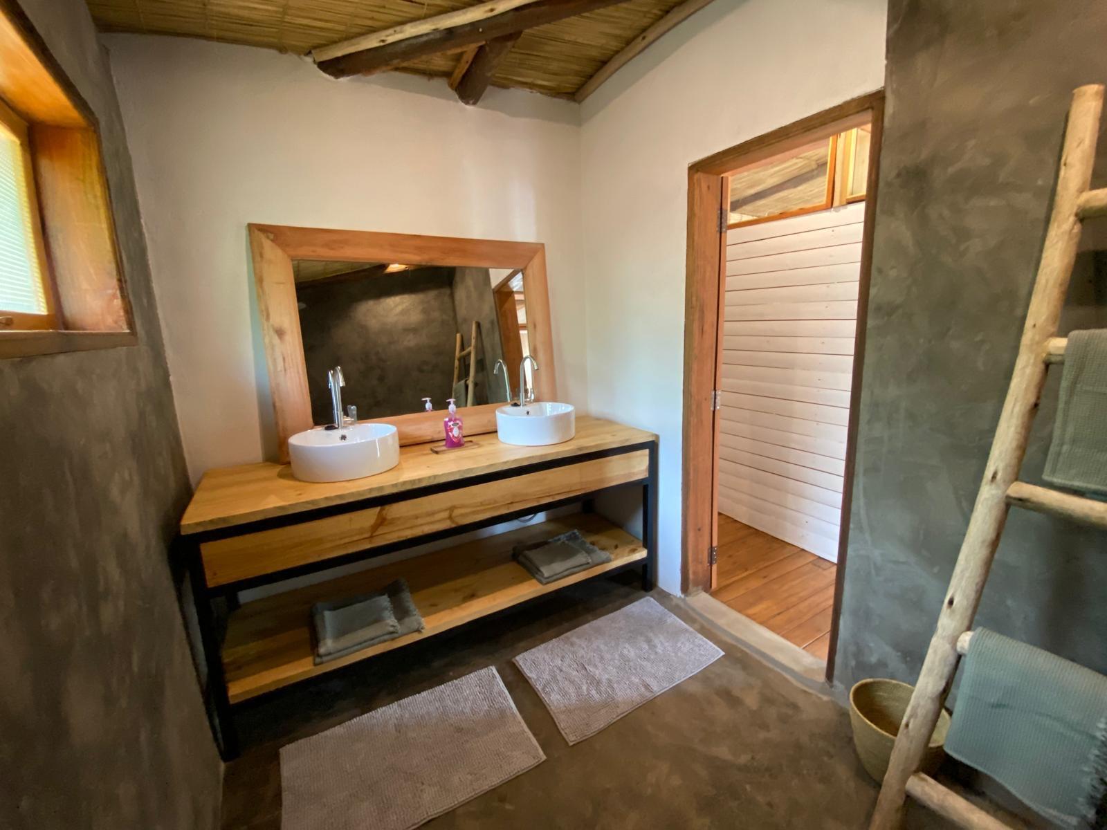 Lake Cabin · bathroom with wooden ladder